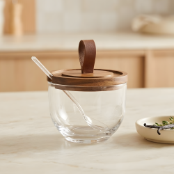 Acrylic Sugar Bowl With Wooden Lid